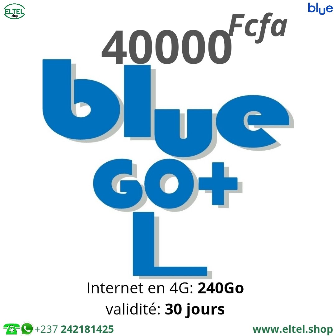 Blue go+ L 40m 240Go Blue Go+ L - Internet uniquement - Valable 30 jours