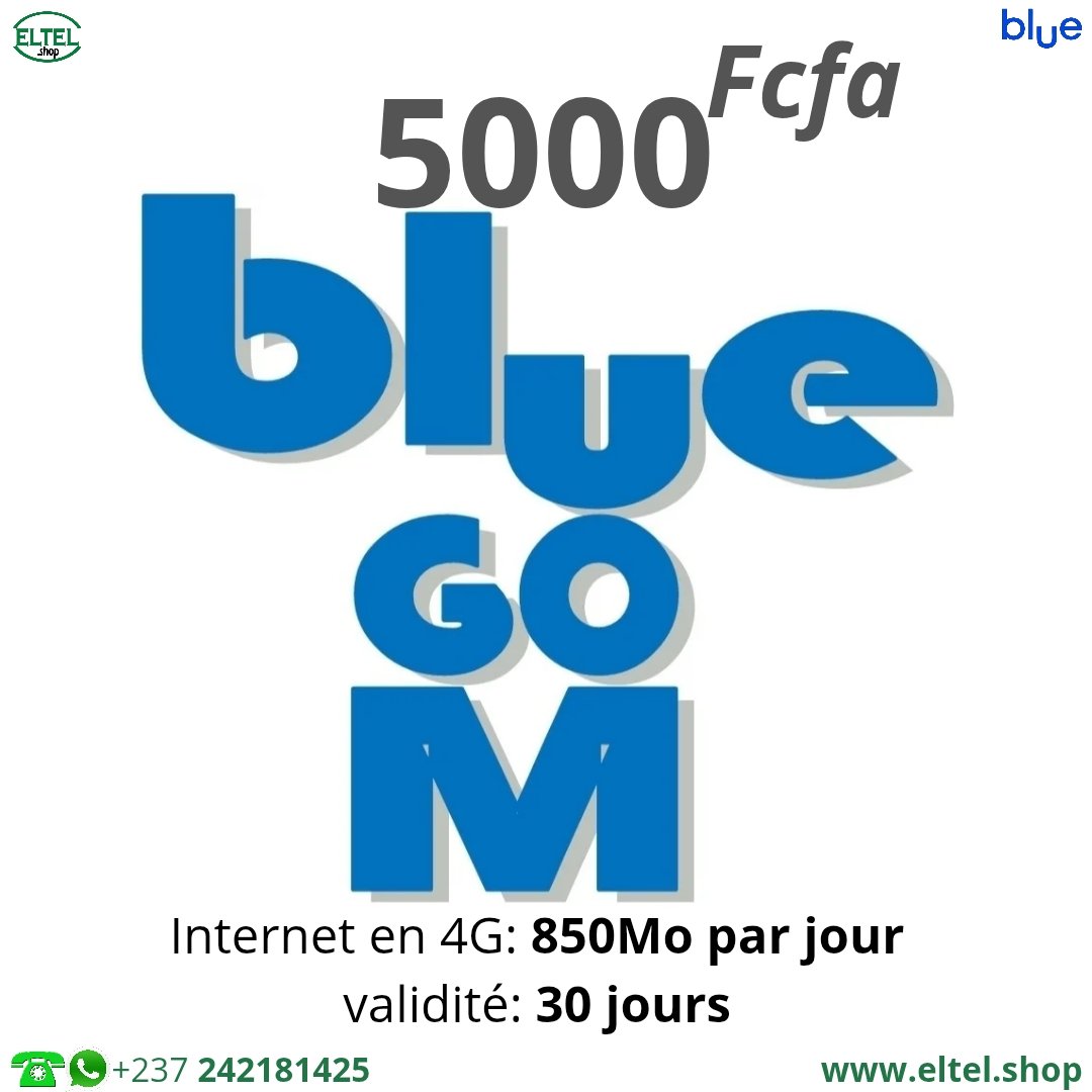 Blue go M 5m 850Mo par j Blue Go M - Internet uniquement - Valable 30 jours