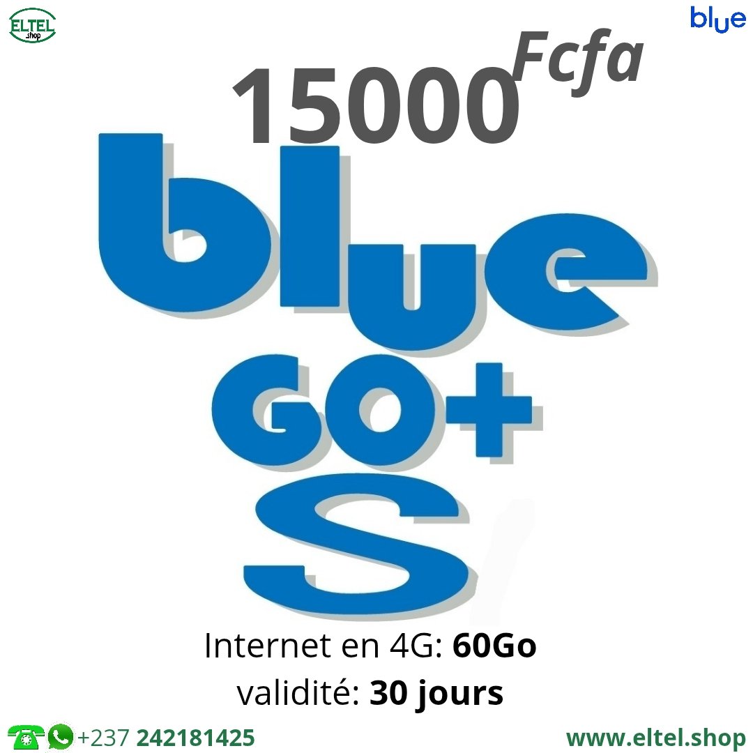 Blue go+ S 15m 60Go Blue Go+ S - Internet uniquement - Valable 30 jours