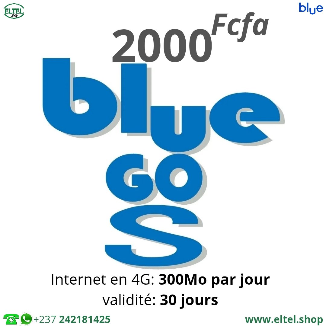 Blue go S 2m 300Mo par j Blue Go S - Internet uniquement - Valable 30 jours