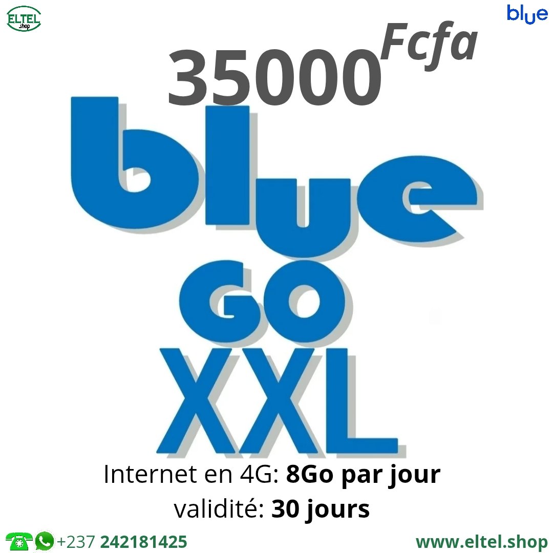 Blue go xxl 35m 8go par j Blue Go XXL - Internet uniquement - Valable 30 jours