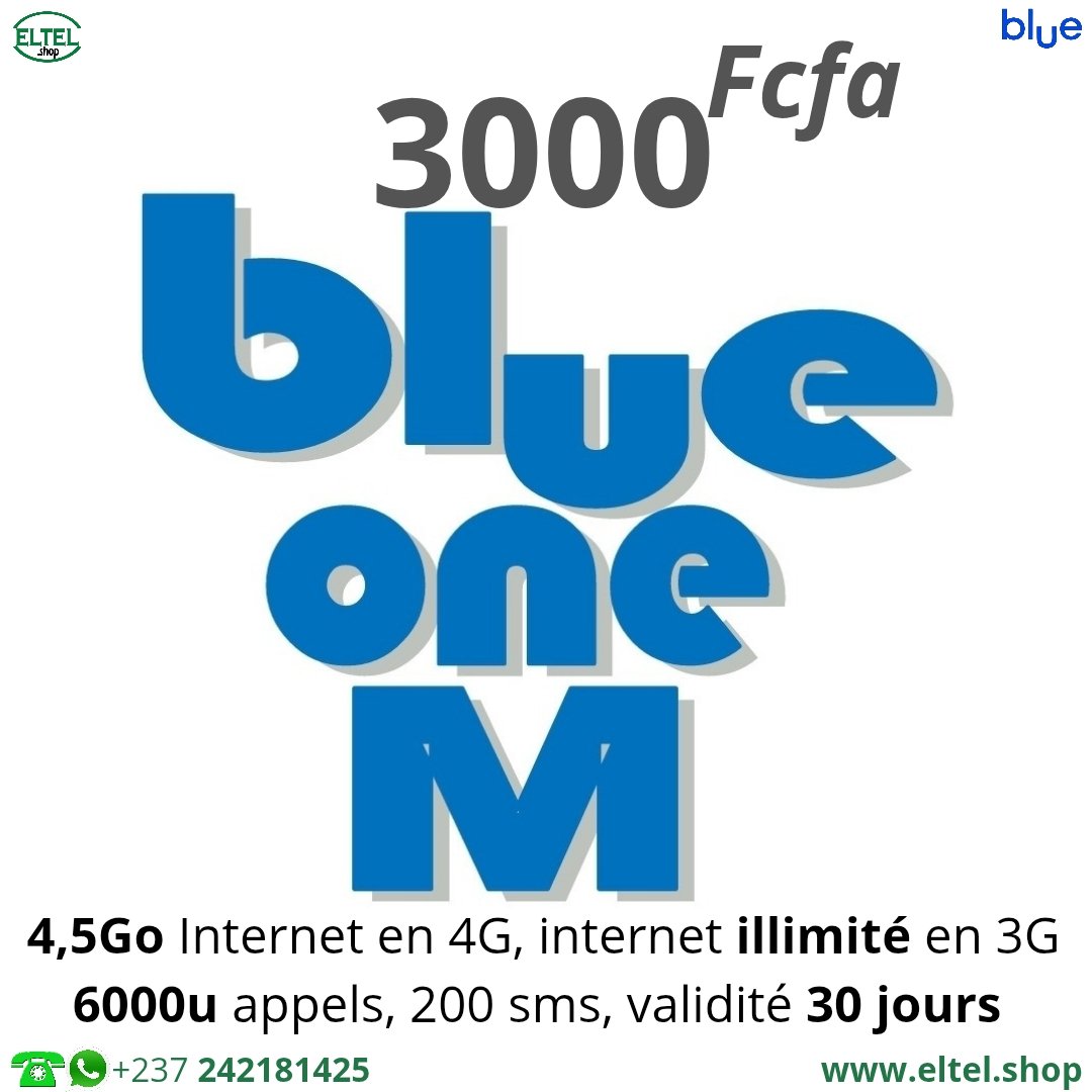 Blue one M 3m Blue One M - appels - Internet - SMS - Valable 30 jours