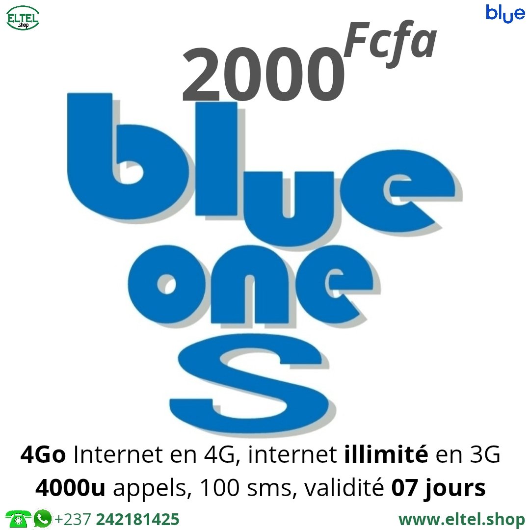 Blue one S 2m Blue One S - appels - Internet - SMS - Valable 07 jours