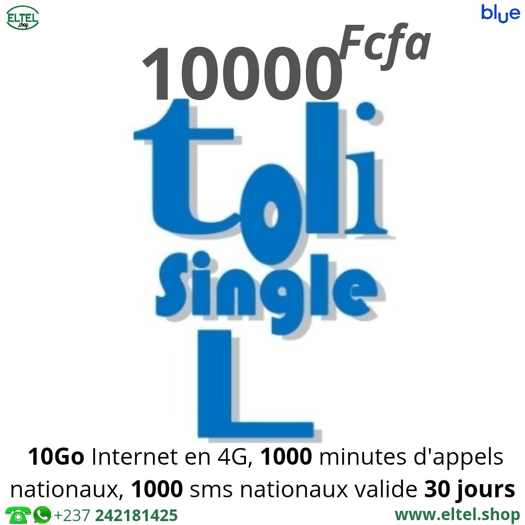 Toli single L 10k Toli Single L - appels - Internet - SMS - Valable 30 jours
