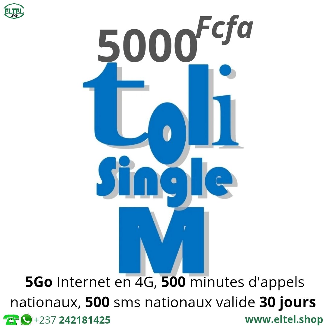 Toli Single M - appels - Internet - SMS - Valable 30 jours
