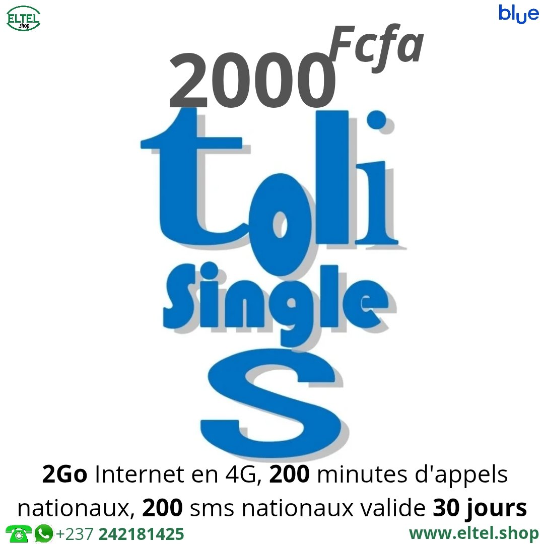 Toli single S 2k Toli Single S - appels - Internet - SMS - Valable 30 jours