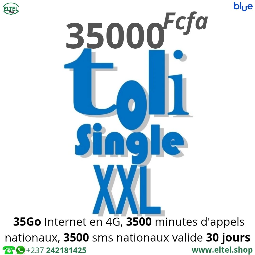 Toli single XXL 35k Toli Single XXL - appels - Internet - SMS - Valable 30 jours