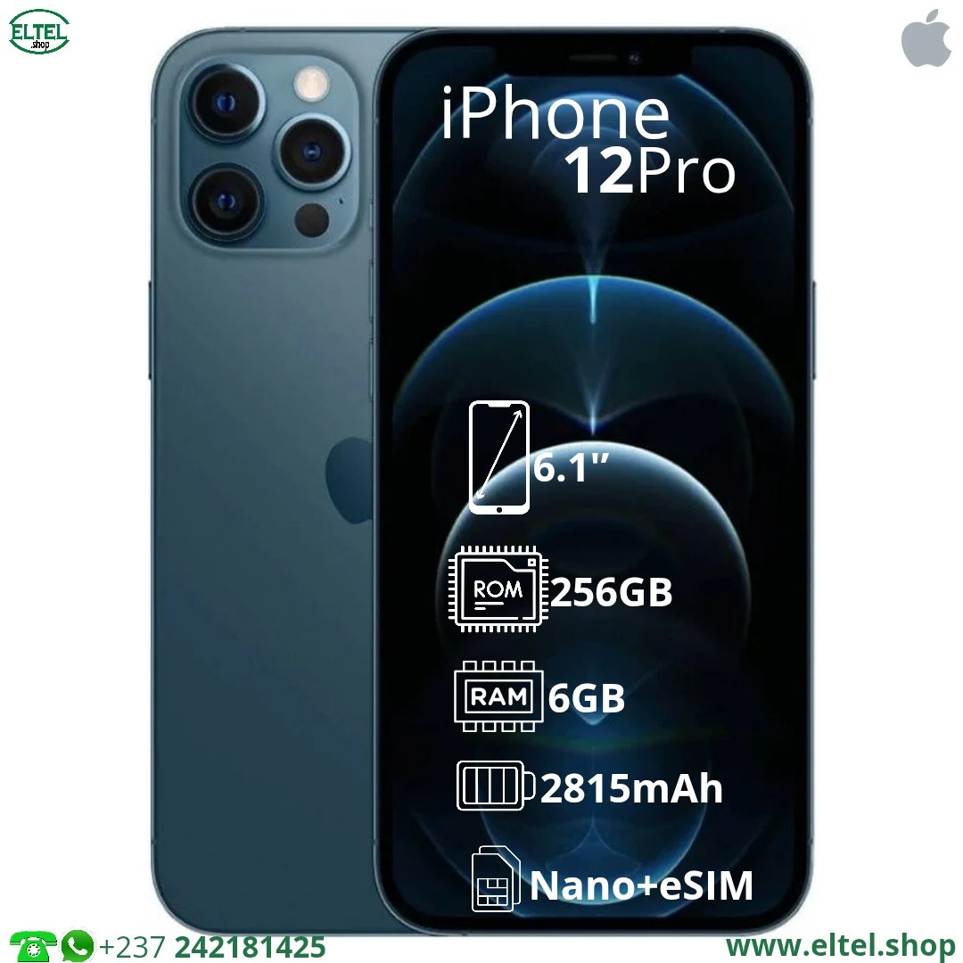 Iph 12 pr bl 256.6 iPHONE 12 Pro - 256GB/6GB - 12MP+12MP+12MP/12MP - 2815mAh - garantie 12 mois (remis à neuf)