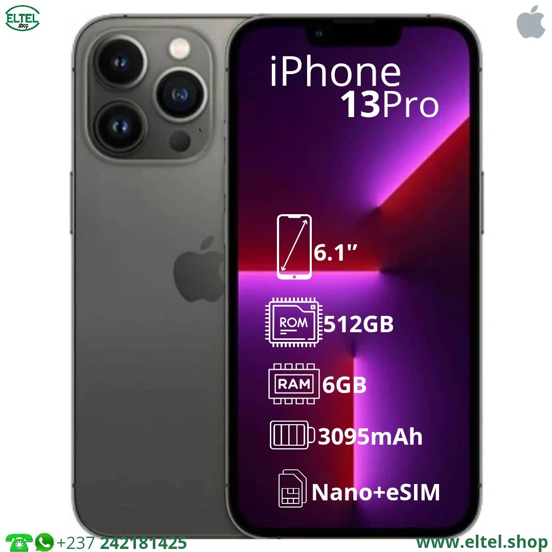 Iph 13 pr nr 512.6 iPHONE 13 Pro - 512GB/6GB - 12MP+12MP+12MP/12MP - 3095mAh - garantie 12 mois (remis à neuf)