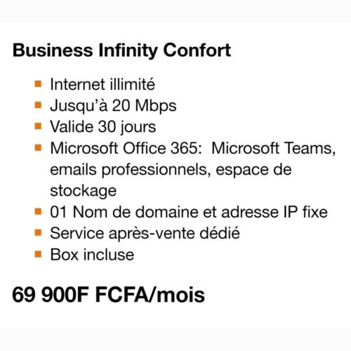 Org inty confort Orange Business Infinity - internet 4G illimité au bureau