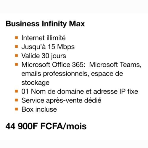Org inty max Orange Business Infinity - internet 4G illimité au bureau