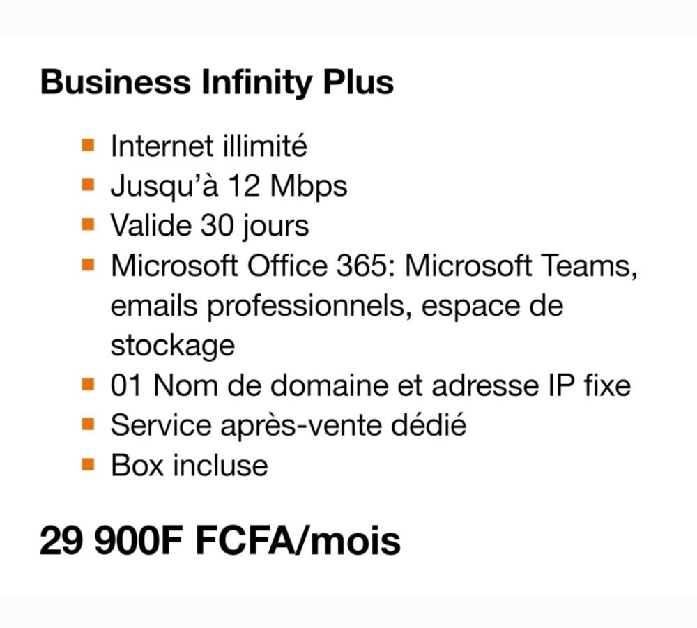 Org inty plus Orange Business Infinity - internet 4G illimité au bureau