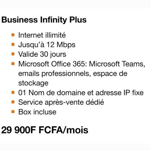 Org inty plus Orange Business Infinity - internet 4G illimité au bureau