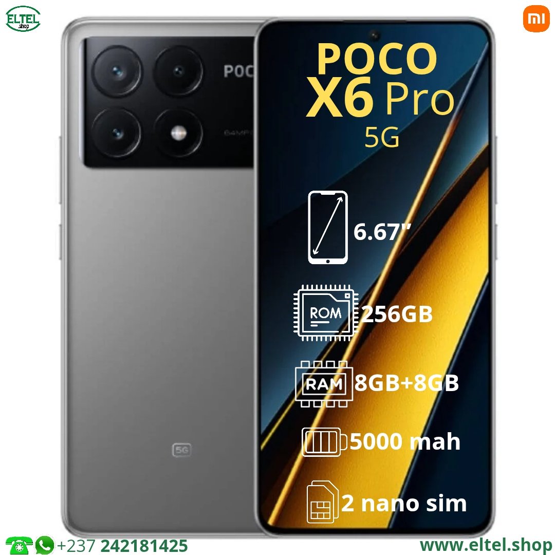 Poco X6 pr 5G gr 256.8 Poco X6 Pro 5G - 256GB/8GB - 64MP+8MP+2MP/16MP - 5000mAh - garantie 12 mois (neuf)