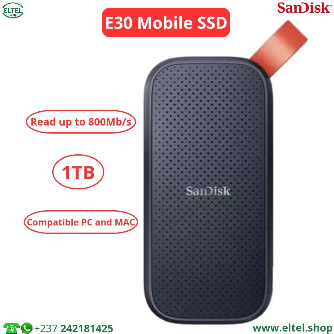 Disque Dur SSD Portable Sandisk E30 - 1To - 800 Mbps - Garantie 12 mois