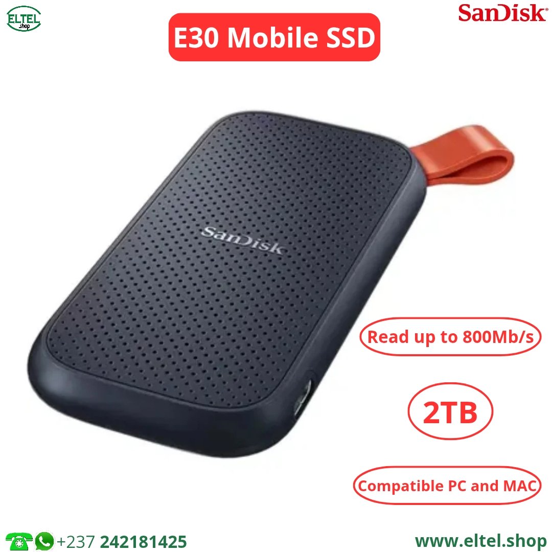 Disque Dur SSD Portable Sandisk E30 - 2To - 800 Mbps - Garantie 12 mois