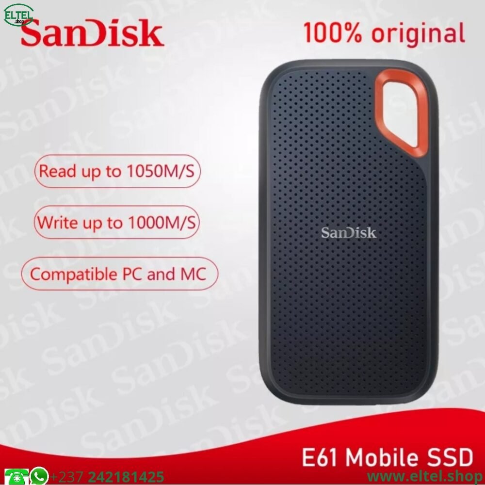 Disque Dur SSD Portable Sandisk E61 - 2To - 1050Mbps (neuf)