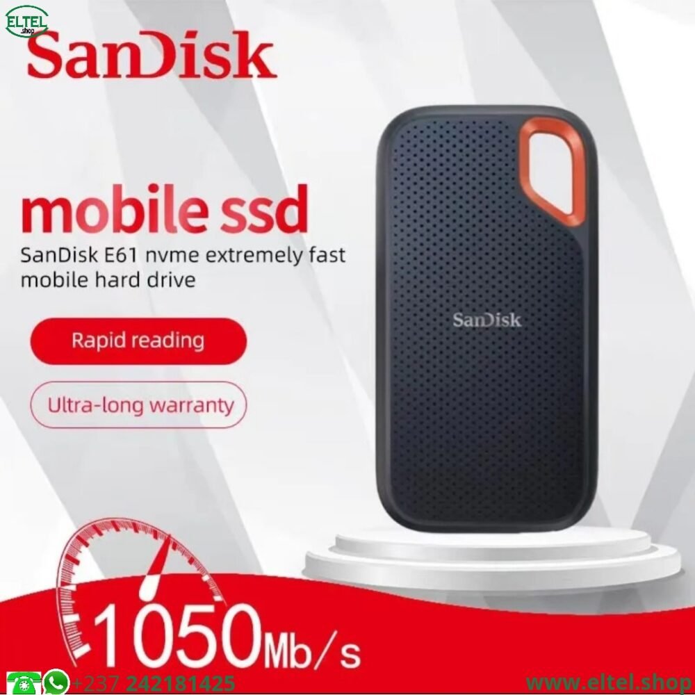 Disque Dur SSD Portable Sandisk E61 - 2To - 1050Mbps (neuf)