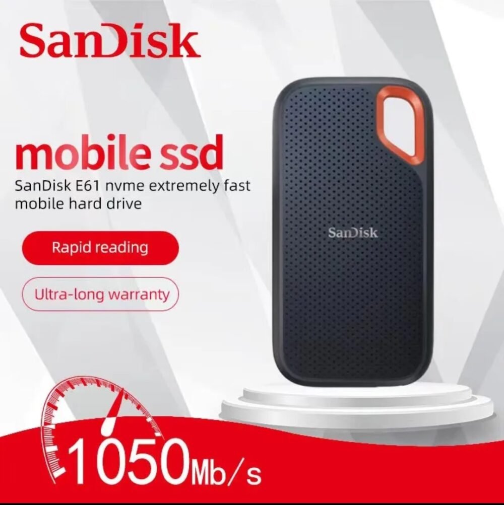 dsk ssd e61 1 Disque Dur SSD Portable Sandisk E61 - 1To - 1050Mbps (neuf)