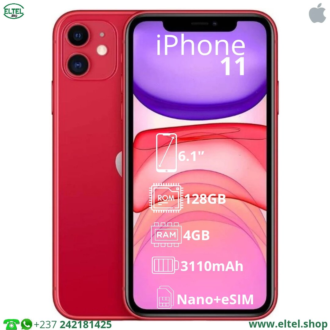 iPHONE 11 - 128GB/4GB - 12MP+12MP/12MP - 3110mAh - garantie 12 mois (remis à neuf)