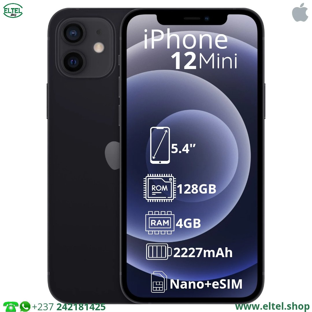 iPHONE 12 Mini - 128GB/4GB - 12MP+12MP/12MP - 2227mAh - garantie 12 mois (remis à neuf)
