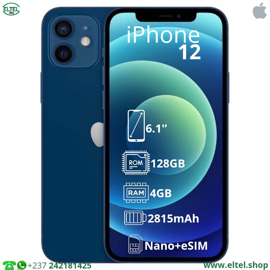 iph 12 bl 128.4 iPHONE 12 - 128GB/4GB - 12MP+12MP/12MP - 2815mAh - garantie 12 mois (remis Ă neuf)
