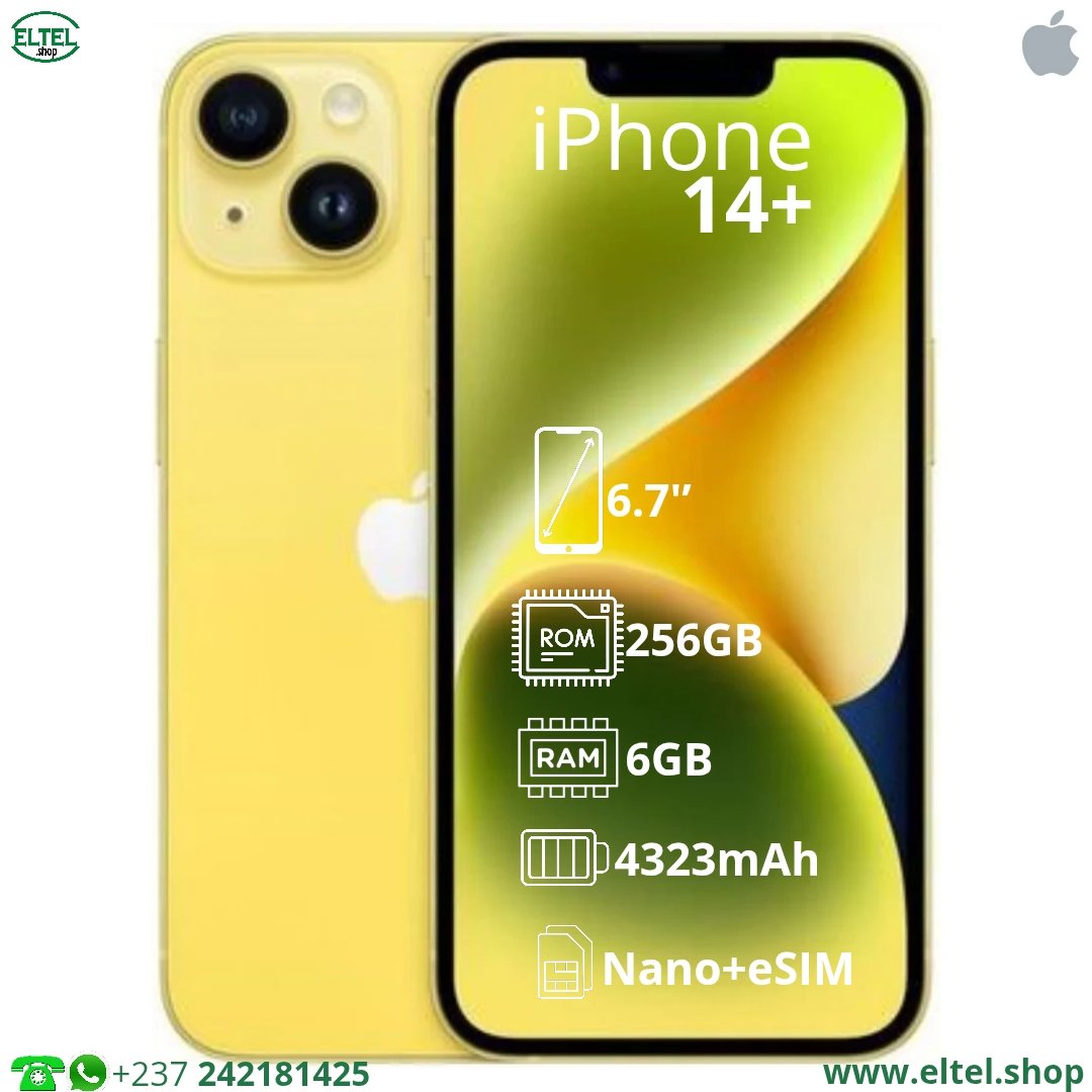 iph 14+ jn 256.6 iPHONE 14 Plus - 256GB/6GB - 12MP+12MP/12MP - 4323mAh - garantie 12 mois (remis à neuf)