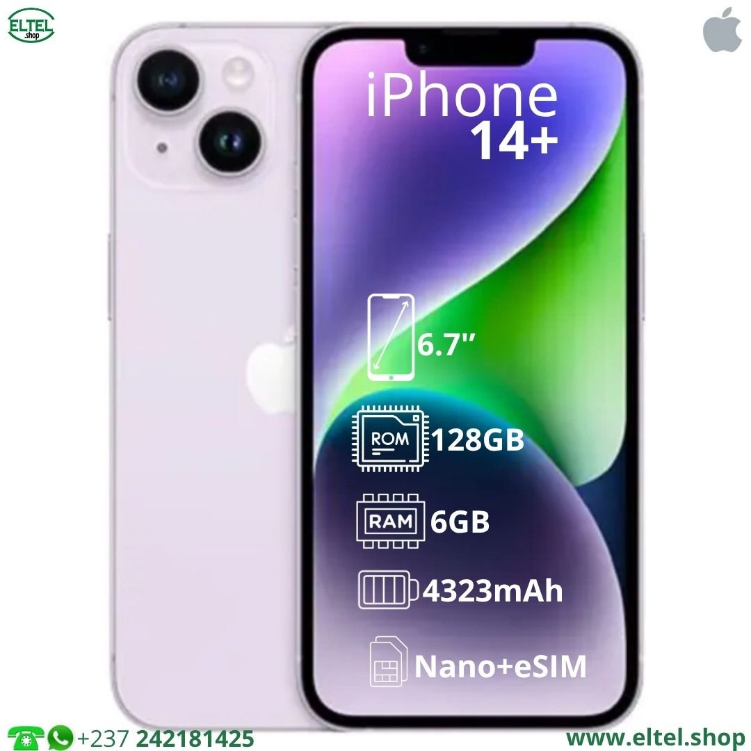 iph 14 vlt 128.6 iPHONE 14 Plus - 128GB/6GB - 12MP+12MP/12MP - 4323mAh - garantie 12 mois (remis à neuf)