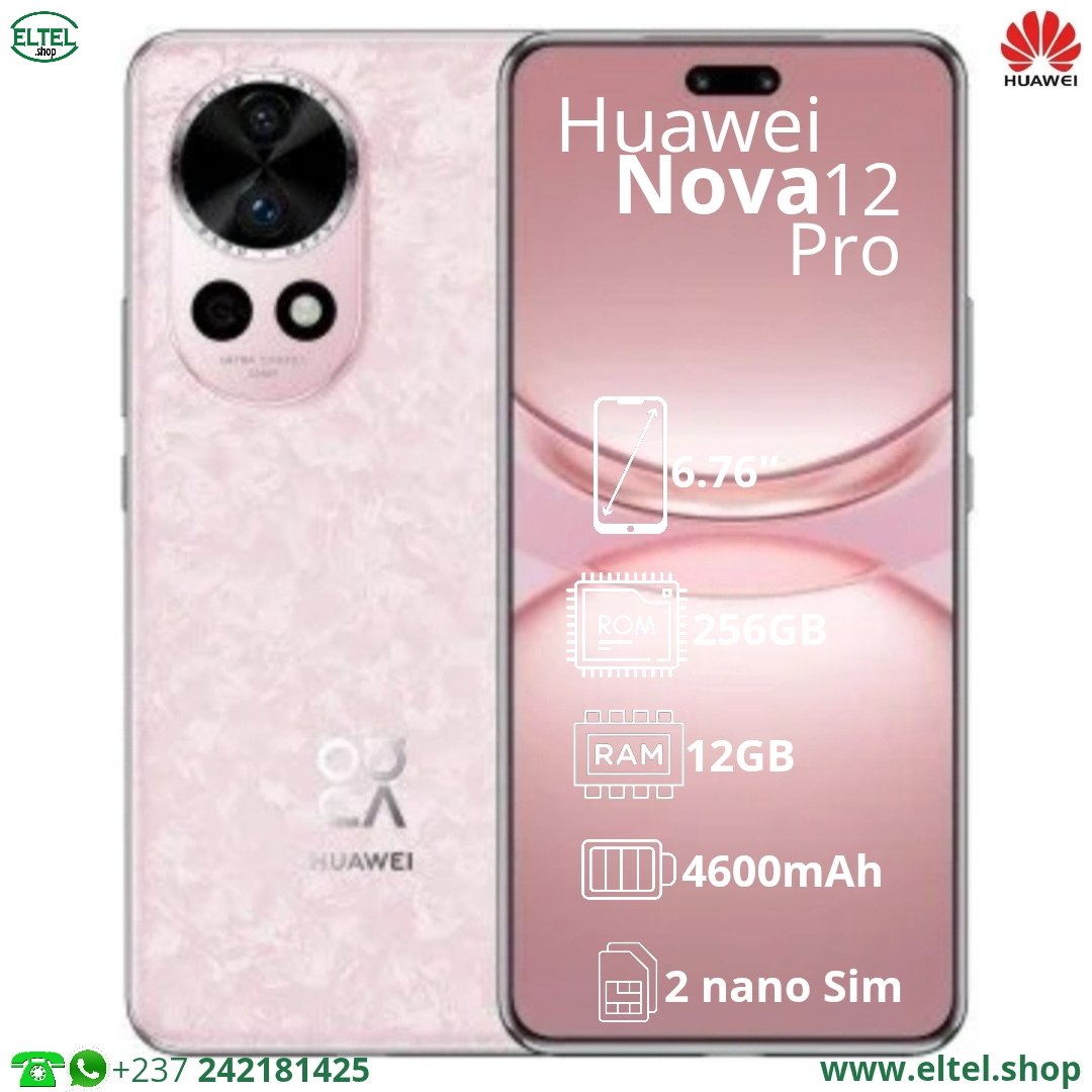 Hua nv 12 Pr rs 256.12 Huawei Nova 12 Pro - 256GB/12GB - 50MP+8MP/60MP+8MP - 4600mAh - garantie 12 mois (neuf)
