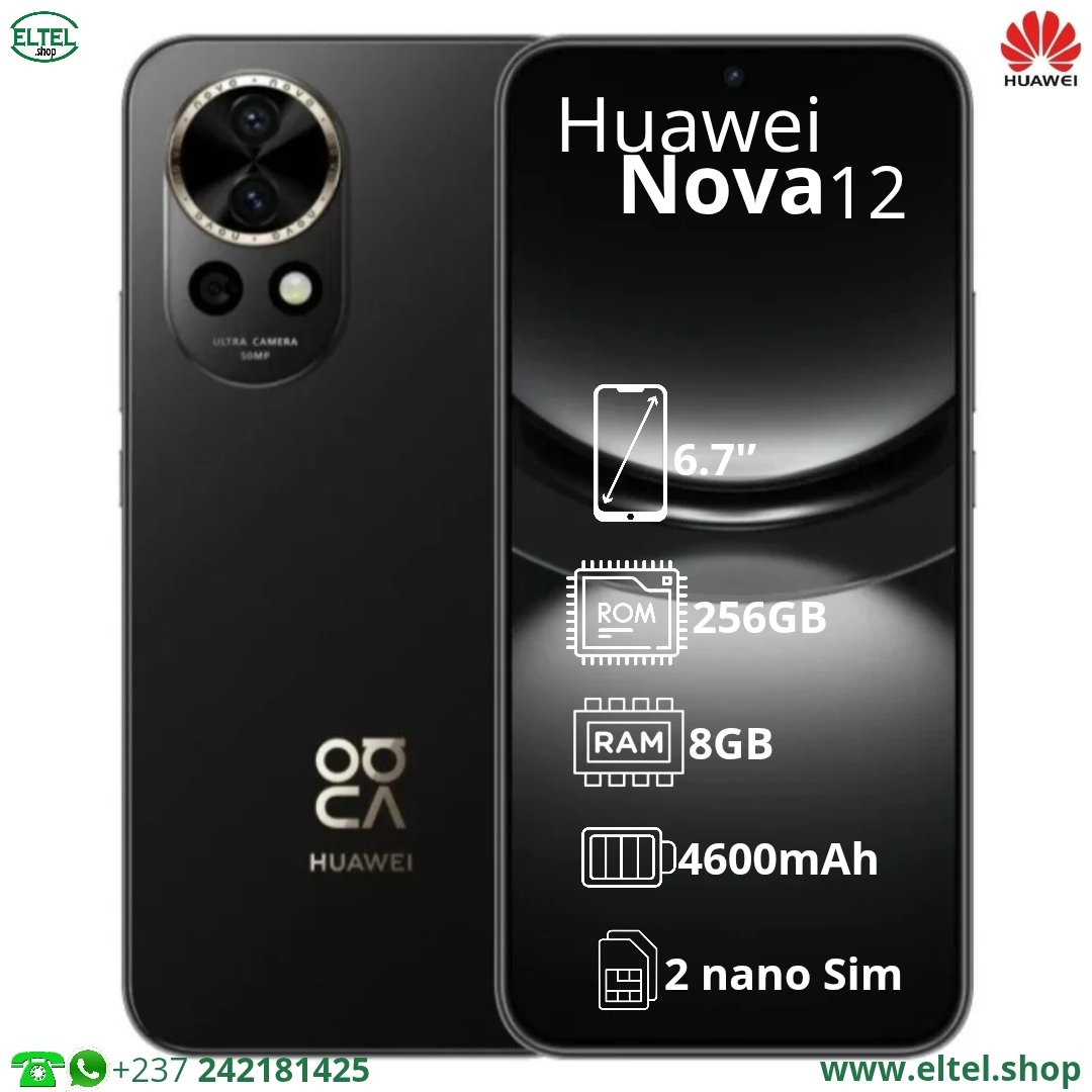 Hua nv 12 nr 256.8 Huawei Nova 12 - 256GB/8GB - 50MP+8MP/60MP - 4600mAh - garantie 12 mois (neuf)