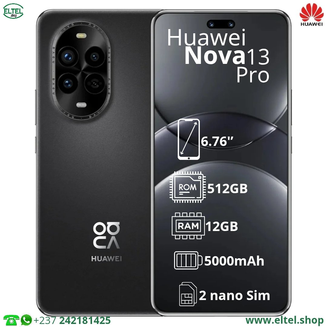 Hua nv 13 Pr nr 512.12 Huawei Nova 13 Pro - 512GB/12GB - 50MP+12MP+8MP/60MP+8MP - 5000mAh - garantie 12 mois (neuf)