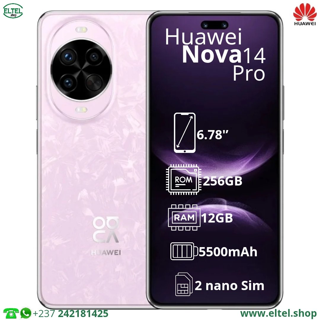 Hua nv 14 pr rs 256.12 Huawei Nova 14 Pro - 256GB/12GB - 50MP+12MP+8MP/50MP+8MP - 5500mAh - garantie 12 mois (neuf)