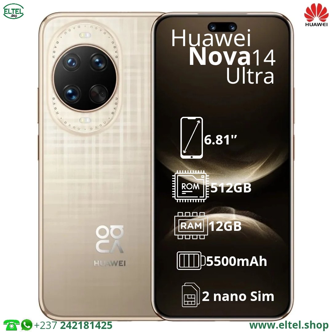 Hua nv 14 ul or 512.12 Huawei Nova 14 Ultra - 512GB/12GB - 50MP+50MP+13MP/50MP+8MP - 5500mAh - garantie 12 mois (neuf)