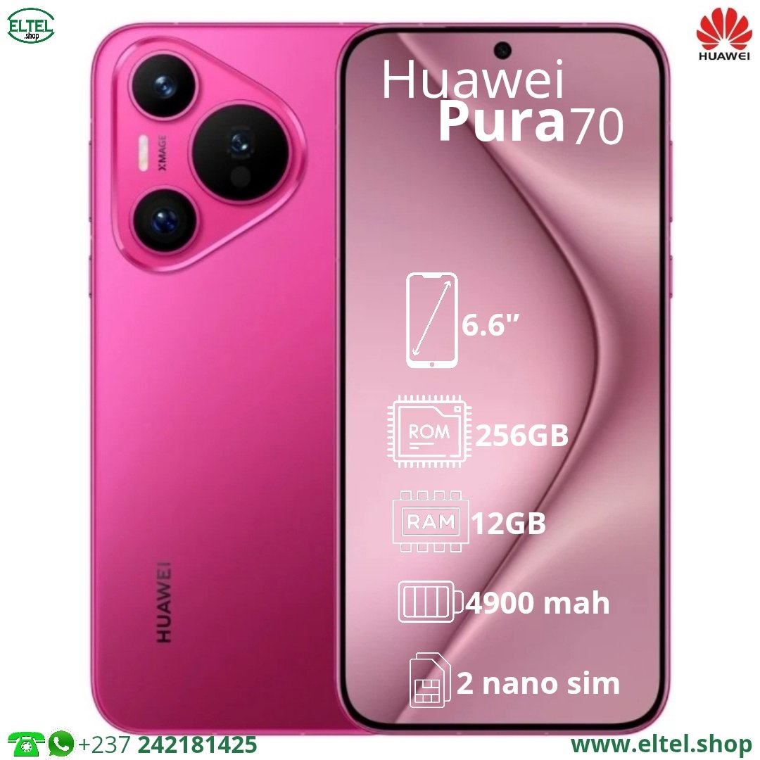 Hua pura 70 rs 256.12 Huawei Pura 70 - 256GB/12GB - 50MP+13MP+12MP/13MP - 4900mAh - garantie 12 mois (neuf)