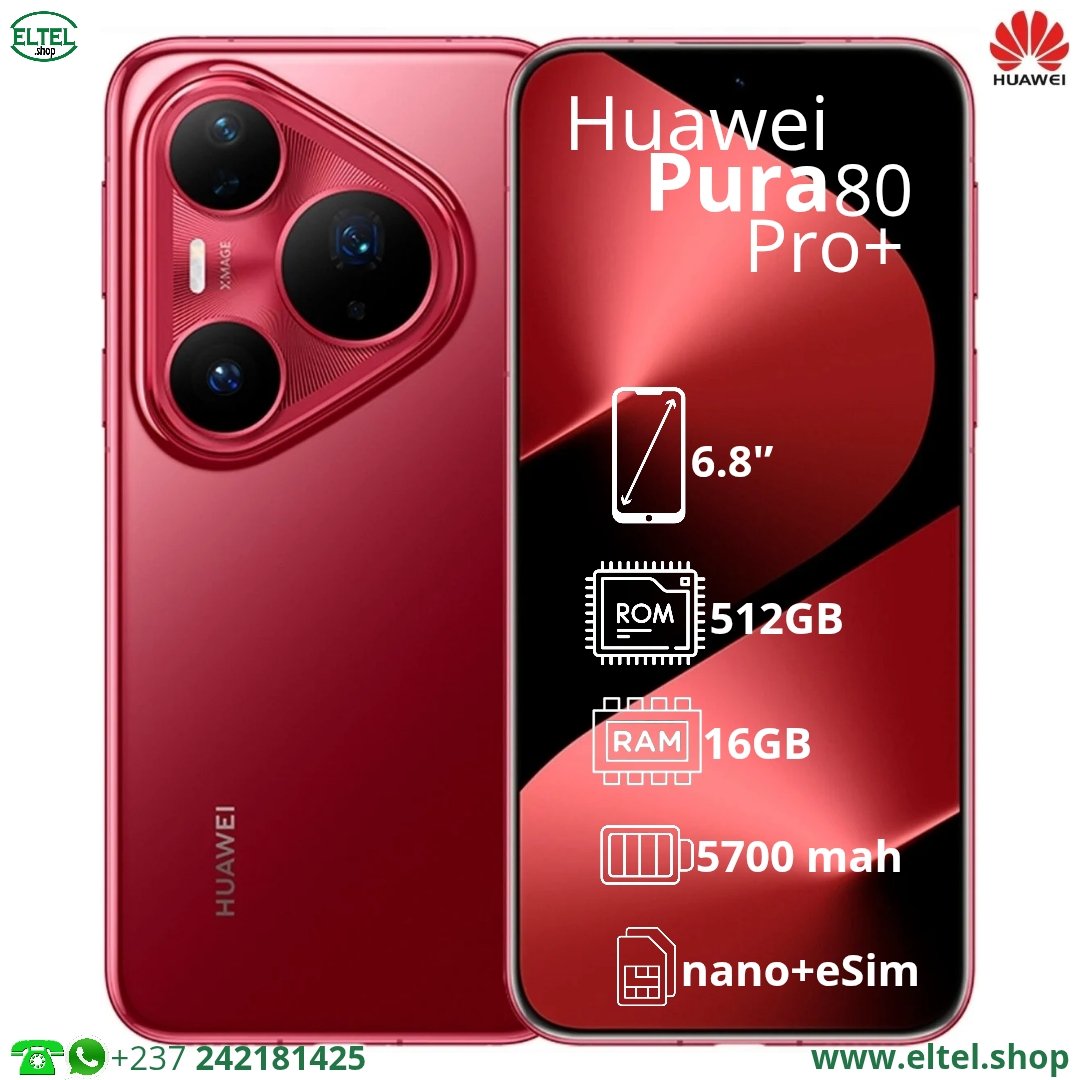 Hua pura 80 Pr+ rg 512.16 Huawei Pura 80 Pro+ - 512GB/16GB - 50MP+48MP+40MP/13MP - 5700mAh - garantie 12 mois (neuf)