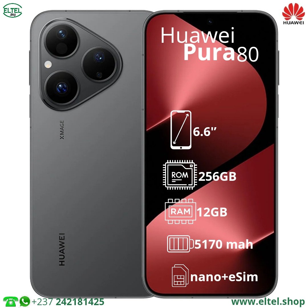Hua pura 80 nr 256.12 Huawei Pura 80 - 256GB/12GB - 50MP+13MP+12MP/13MP - 5170mAh - garantie 12 mois (neuf)
