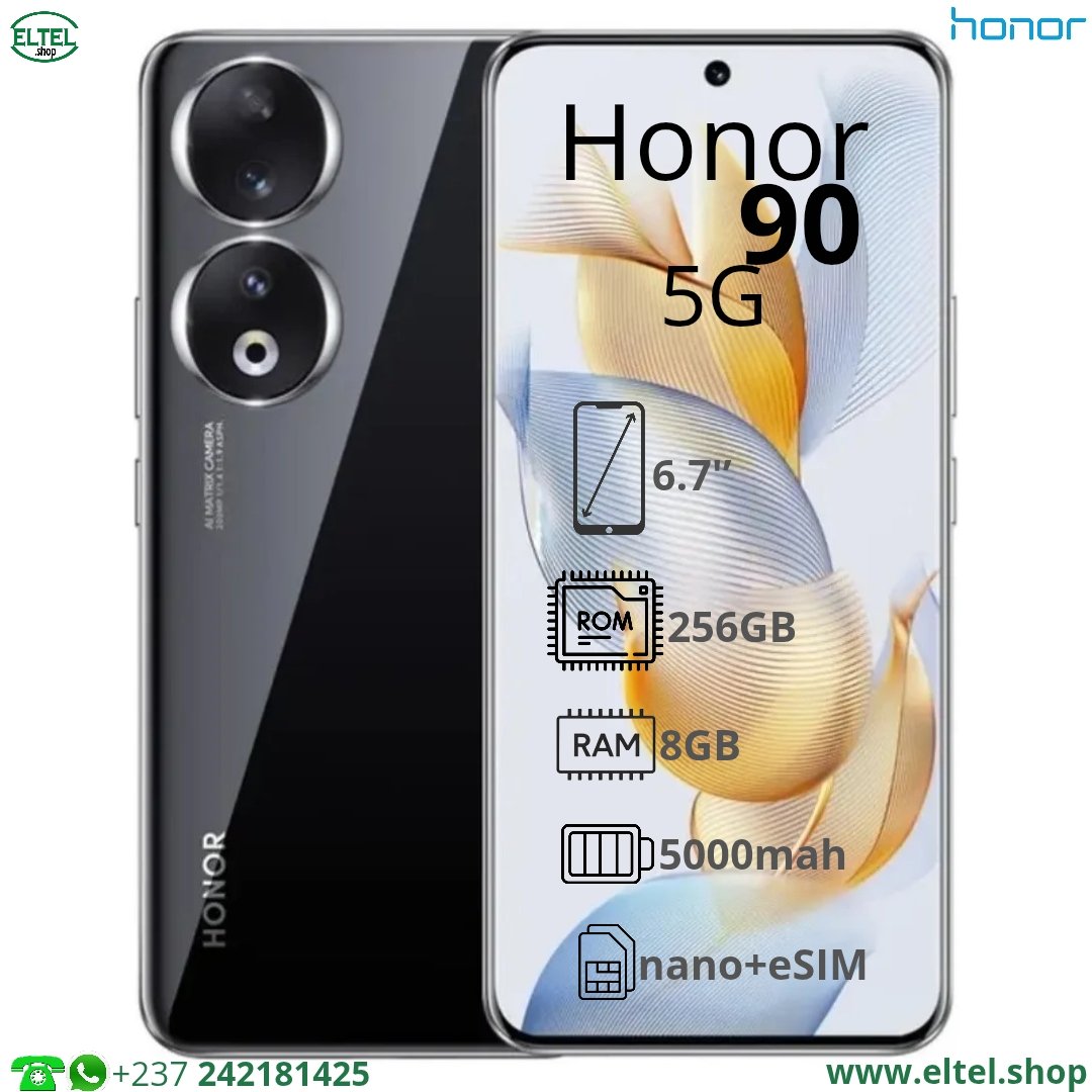 Honor 90 5G - 256GB/8GB - 200MP+12MP/50MP - 5000mAh - garantie 12 mois (neuf)
