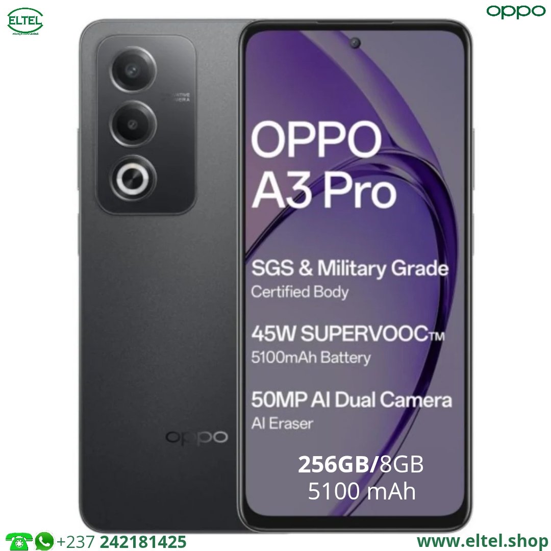 OPPO A3 Pro 5G - 256GB/8GB - 2SIM - 50MP+2MP/8MP - 5100mAh - garantie 12 mois (neuf)