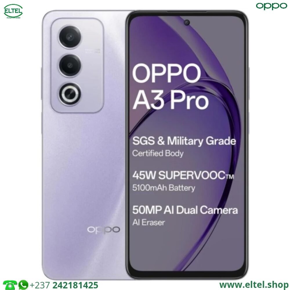 OPPO A3 Pro 5G - 256GB/8GB - 2SIM - 50MP+2MP/8MP - 5100mAh - garantie 12 mois (neuf)
