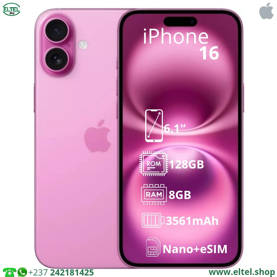 iPHONE 16 - 128GB/8GB - 48MP+12MP/12MP - 3561mAh - garantie 24 mois (neuf)