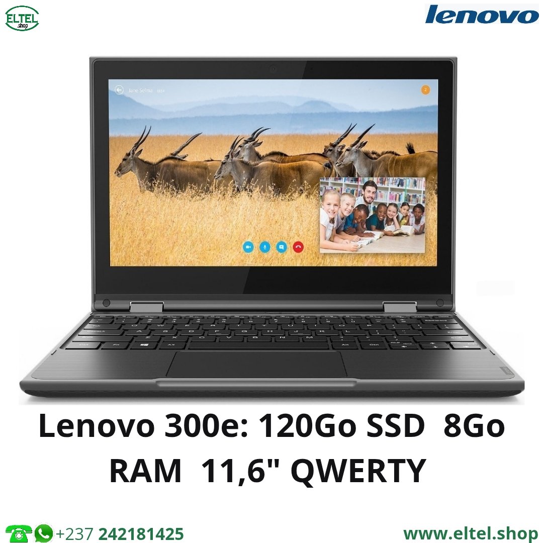 Lenovo 300e G2 - Intel Celeron N4020 - 120 Go SSD - 8 Go RAM - 11,6" - Qwerty - Garantie 06 mois (occasion d'Europe)