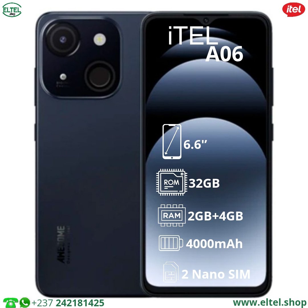 iTEL A06 - 32GB/2GB - 8MP+0,3MP/5MP - 4000mAh - garantie 12 mois (neuf)
