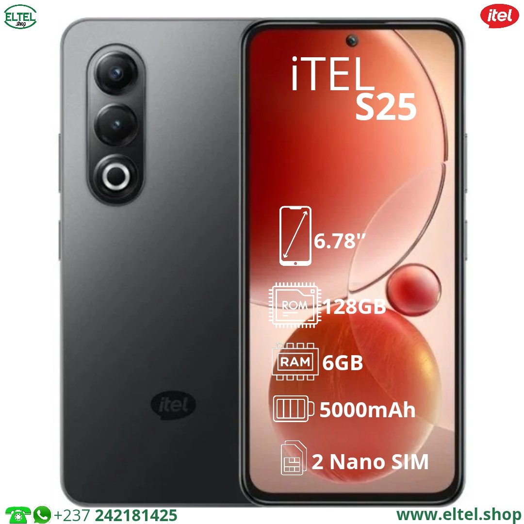 iTEL S25 - 128GB/6GB - 50MP/32MP - 5000mAh - garantie 12 mois (neuf)