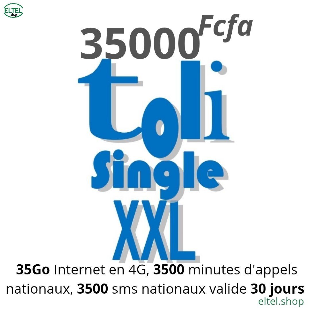 Toli single XXL 35k Toli Single XXL - appels - Internet - SMS - Valable 30 jours