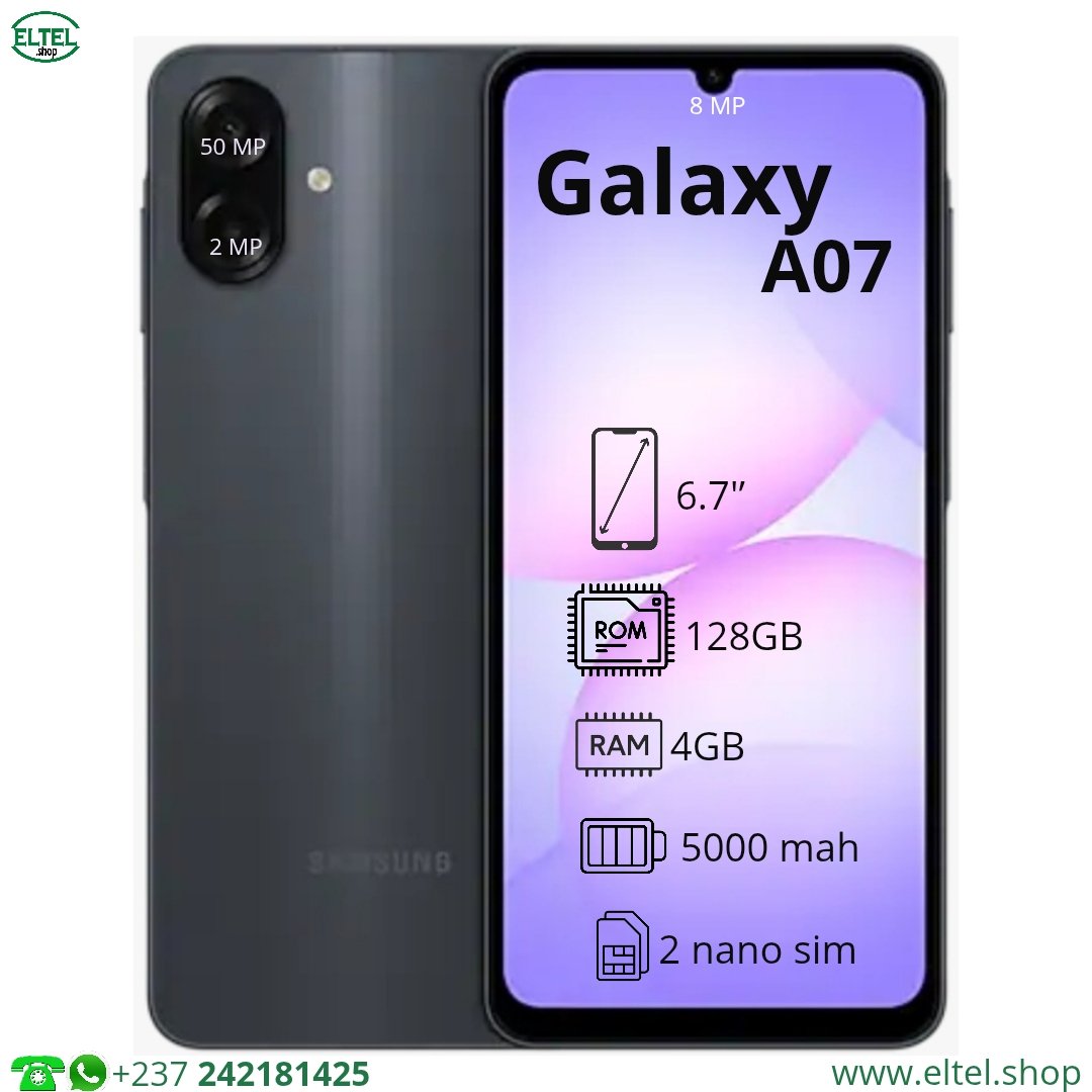 Galaxy A07 - 128GB/4GB - 2sim - 50MP+2MP/8MP - 5000mAh - garantie 24 mois (neuf)
