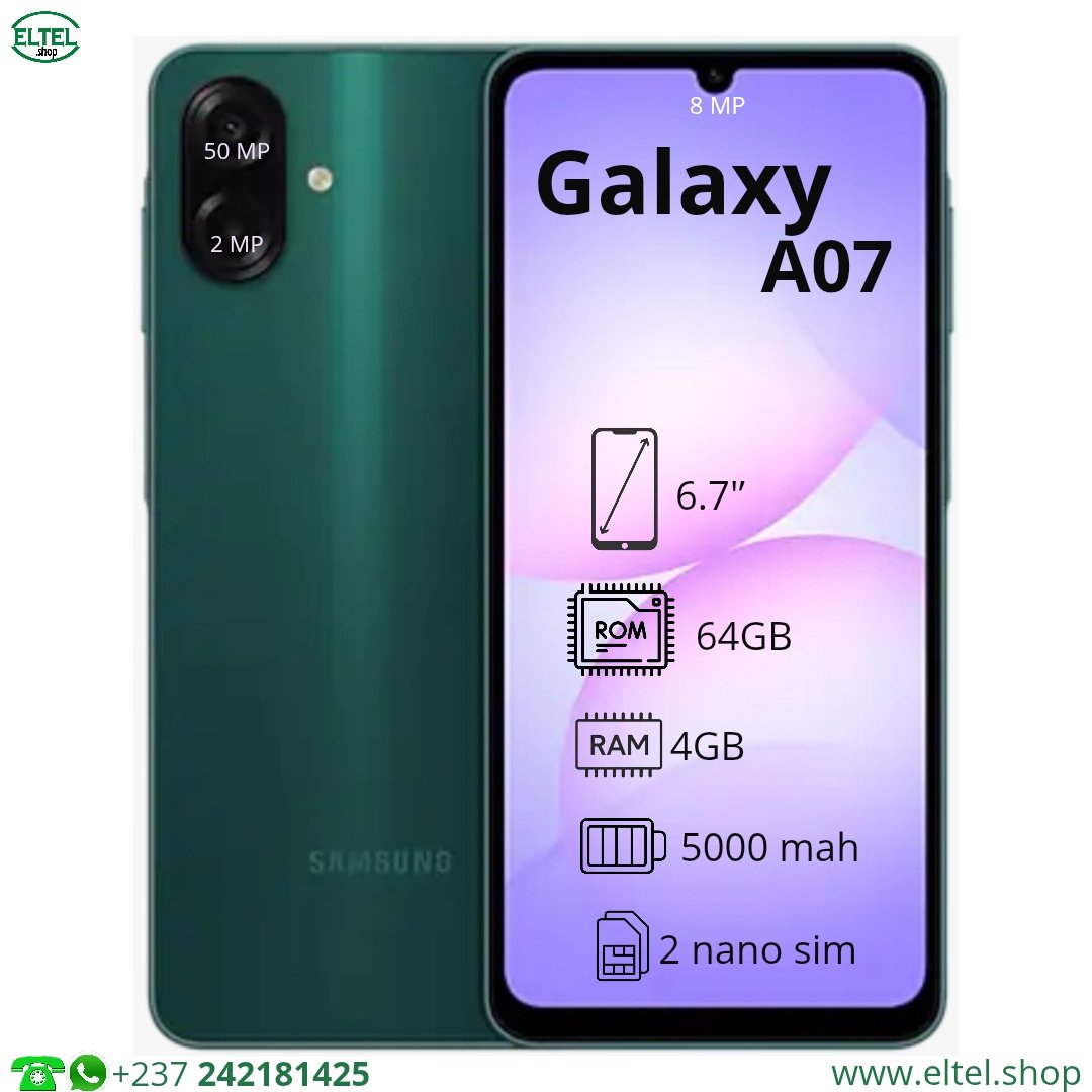 Galaxy A07 - 64GB/4GB - 2sim - 50MP+2MP/8MP - 5000mAh - garantie 24 mois (neuf)