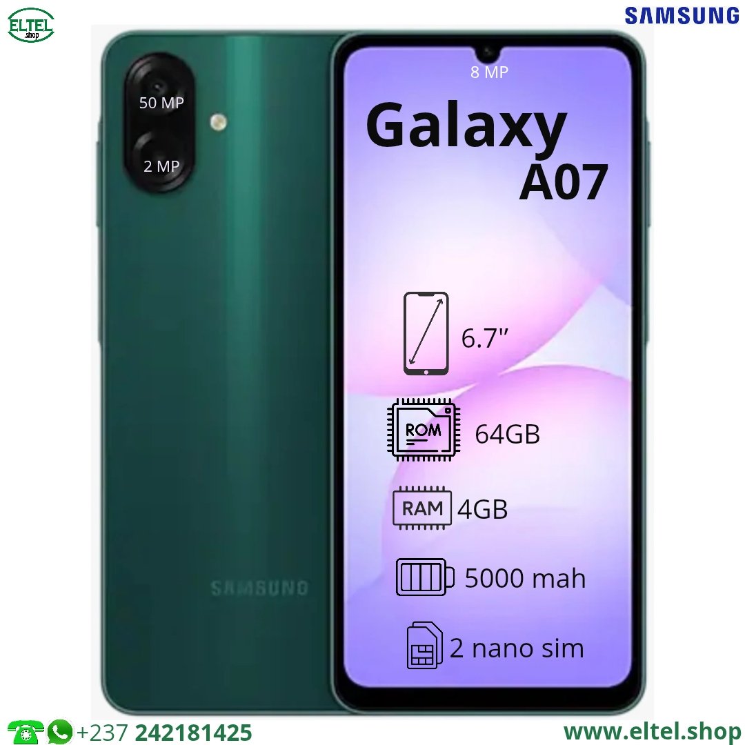 Galaxy A07 - 64GB/4GB - 2sim - 50MP+2MP/8MP - 5000mAh - garantie 24 mois (neuf)