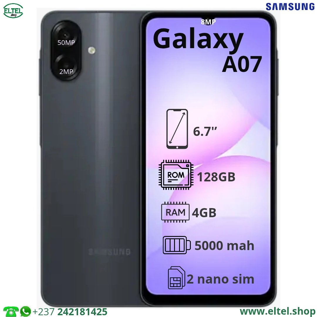 Galaxy A07 - 128GB/4GB - 2sim - 50MP+2MP/8MP - 5000mAh - garantie 24 mois (neuf)