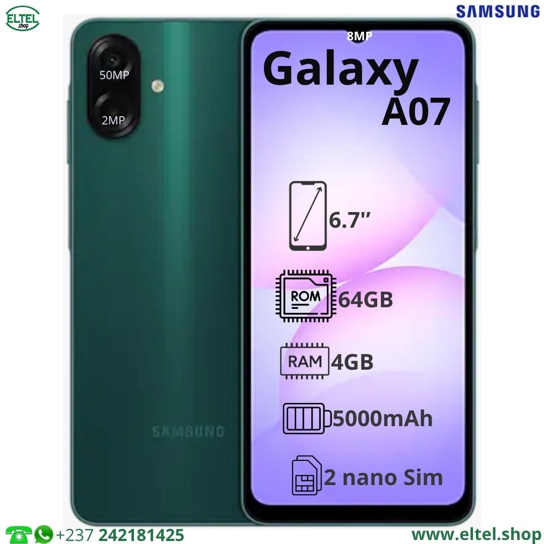 Galaxy A07 - 64GB/4GB - 2sim - 50MP+2MP/8MP - 5000mAh - garantie 24 mois (neuf)
