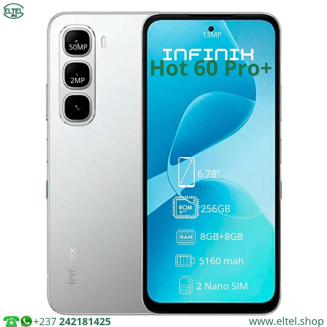 Infinix Hot 60 Pro Plus - 256GB/8GB - 2sim - 50MP+2MP/13MP - 5160mAh - garantie 12 mois (neuf)